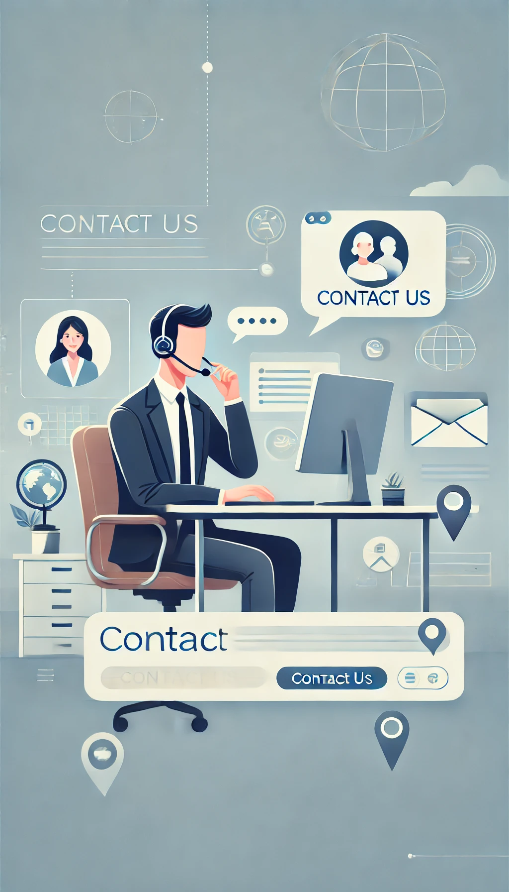 DALL·E 2025-04-07 23.10.48 - A professional and visually relevant vertical 'Contact Us' illustration for the right half of a website section. The image should clearly convey commu